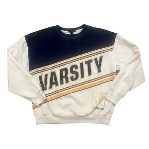 Forever 21 Sweatshirt Women M Varsity Crew Colorblock Graphic Pullover Retro Y2K